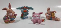 Vintage 1979 W. Berrie Easter Buddies Bunny Rabbits 2 3/4" Tall PVC Toy Figure Set of 4