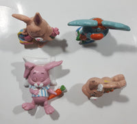 Vintage 1979 W. Berrie Easter Buddies Bunny Rabbits 2 3/4" Tall PVC Toy Figure Set of 4