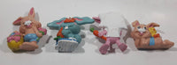 Vintage 1979 W. Berrie Easter Buddies Bunny Rabbits 2 3/4" Tall PVC Toy Figure Set of 4