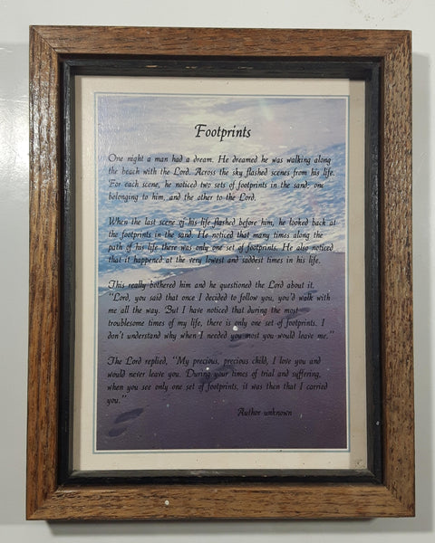 Footprints Poem Inspirational Wall Art Wood Framed 6 1/2" x 8"