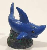 Swimming Blue Shark Small 2" Tall Resin Figurine Sculpture Ornament