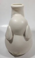 White Elephant Sitting with Trunk Up 6" Tall Ceramic Coin Bank