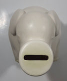 White Elephant Sitting with Trunk Up 6" Tall Ceramic Coin Bank