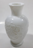 Vintage 1970s Avon Floral Embossed White Milk Glass 6 1/2" Tall Vase