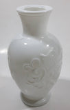 Vintage 1970s Avon Floral Embossed White Milk Glass 6 1/2" Tall Vase