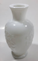 Vintage 1970s Avon Floral Embossed White Milk Glass 6 1/2" Tall Vase