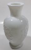 Vintage 1970s Avon Floral Embossed White Milk Glass 6 1/2" Tall Vase