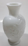 Vintage 1970s Avon Floral Embossed White Milk Glass 6 1/2" Tall Vase