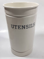 Utensils Holder 6 3/4" Tall Enamelware Enamel and Metal