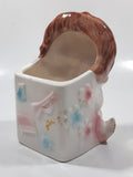 Vintage Cute Baby Playing Drum 5 1/2" Tall Ceramic Pottery Flower Planter Made in Japan