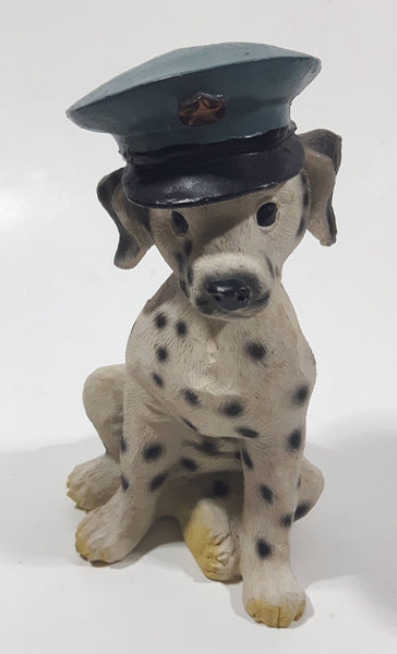 Dalmatian Puppy Dog wearing Police Officers Cap 4 3/4" Tall Resin Figurine