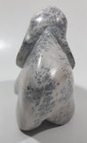 African Elephant Light Grey Solid Soapstone Hand Carved 4 1/4" Tall Animal Sculpture