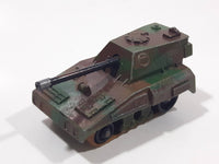 Vintage 1976 Lesney Matchbox Rolamatics No. 70 S.P Gun Tank Army Olive Green and Brown Camouflage Die Cast Toy Car Military Weaponry Vehicle with Moving Gun Made in England