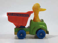 1982 Playskool The Muppets Sesame Street Big Bird Builders Dump Truck Green and Orange Die Cast Toy Car Vehicle