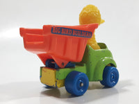 1982 Playskool The Muppets Sesame Street Big Bird Builders Dump Truck Green and Orange Die Cast Toy Car Vehicle