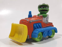 1986 Playskool Muppets Sesame Street Oscar The Grouch Bull Dozer Blue Orange Yellow Die Cast Toy Car Vehicle