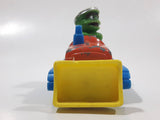 1986 Playskool Muppets Sesame Street Oscar The Grouch Bull Dozer Blue Orange Yellow Die Cast Toy Car Vehicle