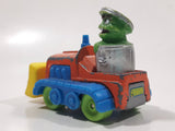 1986 Playskool Muppets Sesame Street Oscar The Grouch Bull Dozer Blue Orange Yellow Die Cast Toy Car Vehicle