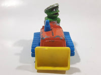 1986 Playskool Muppets Sesame Street Oscar The Grouch Bull Dozer Blue Orange Yellow Die Cast Toy Car Vehicle