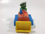 1986 Playskool Muppets Sesame Street Oscar The Grouch Bull Dozer Blue Orange Yellow Die Cast Toy Car Vehicle