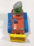 1986 Playskool Muppets Sesame Street Oscar The Grouch Bull Dozer Blue Orange Yellow Die Cast Toy Car Vehicle