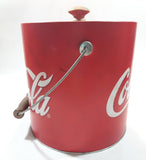 Drink Coca Cola Ice Bucket Pail Galvanized Metal Plastic Coated with Wood Handle