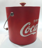 Drink Coca Cola Ice Bucket Pail Galvanized Metal Plastic Coated with Wood Handle