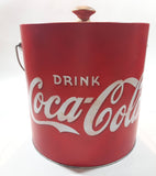 Drink Coca Cola Ice Bucket Pail Galvanized Metal Plastic Coated with Wood Handle