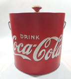 Drink Coca Cola Ice Bucket Pail Galvanized Metal Plastic Coated with Wood Handle