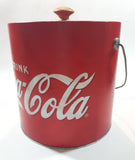 Drink Coca Cola Ice Bucket Pail Galvanized Metal Plastic Coated with Wood Handle