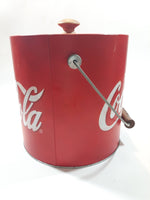 Drink Coca Cola Ice Bucket Pail Galvanized Metal Plastic Coated with Wood Handle