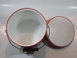 Drink Coca Cola Ice Bucket Pail Galvanized Metal Plastic Coated with Wood Handle
