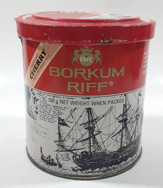 Vintage 1980s Borkum Riff Cherry Liqueur Flavor Pipe Tobacco 200g Tin Metal Can