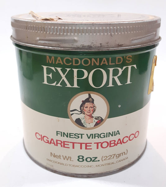 Vintage Macdonald's Export Finest Virginia Cigarette Tobacco 8 oz Metal Tin Can