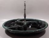 Vintage Evangeline Canada Pottery 11" Diameter Drip Glaze Three Compartment Serving Platter Dish with Handle