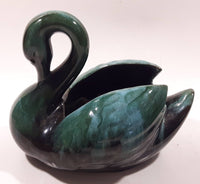 Vintage Blue Mountain Pottery 7 1/2" Long Drip Glaze Swan Bird Animal Figurine Candy Nut Dish