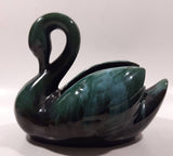 Vintage Blue Mountain Pottery 7 1/2" Long Drip Glaze Swan Bird Animal Figurine Candy Nut Dish