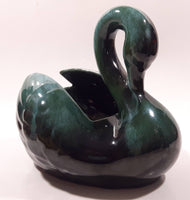 Vintage Blue Mountain Pottery 7 1/2" Long Drip Glaze Swan Bird Animal Figurine Candy Nut Dish