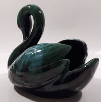 Vintage Blue Mountain Pottery 7 1/2" Long Drip Glaze Swan Bird Animal Figurine Candy Nut Dish