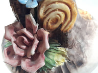 Vintage Capodimonte Large 18" Tall Porcelain Pottery Bird Sculpture Made in Italy - Chipped Flowers