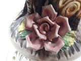 Vintage Capodimonte Large 18" Tall Porcelain Pottery Bird Sculpture Made in Italy - Chipped Flowers