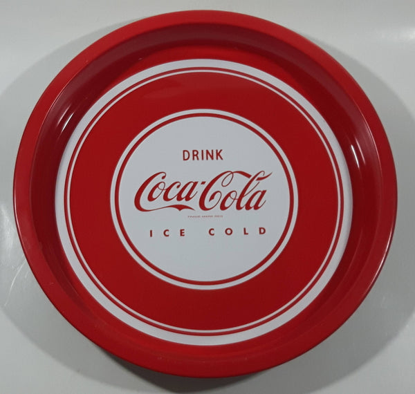 2009 Drink Coca Cola Ice Cold Red and White 12 1/4" Diameter Round Circular Metal Beverage Serving Tray