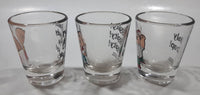 2004 Fox Family Guy Cartoon Characters Stewie Griffin, Peter Griffin, Glenn Quagmire 2 1/4" Tall Clear Glass Shooter Shot Glass Lot of 3