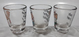 2004 Fox Family Guy Cartoon Characters Stewie Griffin, Peter Griffin, Glenn Quagmire 2 1/4" Tall Clear Glass Shooter Shot Glass Lot of 3