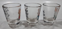 2004 Fox Family Guy Cartoon Characters Stewie Griffin, Peter Griffin, Glenn Quagmire 2 1/4" Tall Clear Glass Shooter Shot Glass Lot of 3