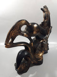Vintage Anker Horse Running Copper Toned Ceramic Animal Sculpture Clock Made in Germany - Repaired Mane