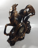 Vintage Anker Horse Running Copper Toned Ceramic Animal Sculpture Clock Made in Germany - Repaired Mane
