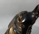 Vintage Anker Horse Running Copper Toned Ceramic Animal Sculpture Clock Made in Germany - Repaired Mane