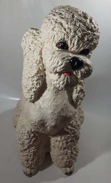 White Poodle Dog Large 15 1/2" Tall Heavy Plaster Pasta Spaghetti Sculpture Statue Cracked Neck