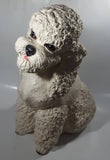 White Poodle Dog Large 15 1/2" Tall Heavy Plaster Pasta Spaghetti Sculpture Statue Cracked Neck